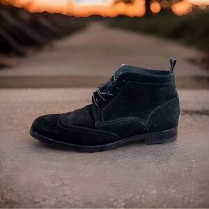 HUGO BOSS Men Wing Tip Chukka Suede Leather Boots